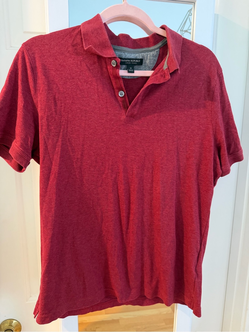 Banana Republic Men's Maroon Short-Sleeve Polo Shirt